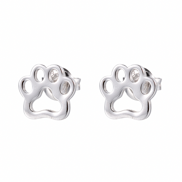 ol&co Silver Paw Print Stud Earrings