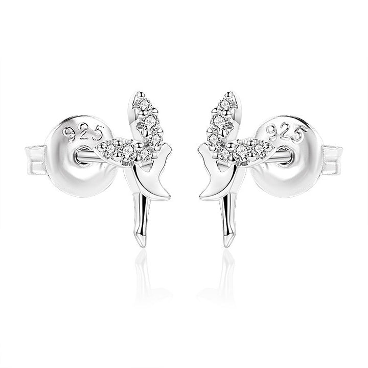 ol&co Silver Sparkling Fairy Stud Earrings