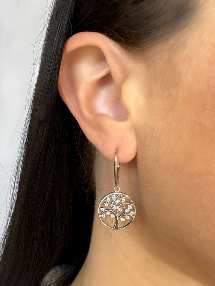 ol&co Silver Tree of Life Drop Earrings