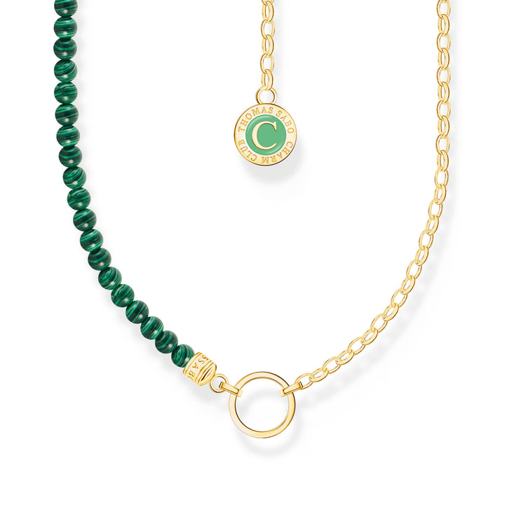 Thomas Sabo Gold Link Green Beaded Coin Necklace