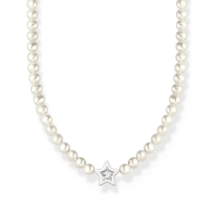 Thomas Sabo Silver Star Pearl Choker Necklace