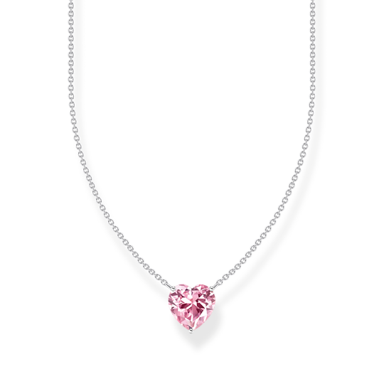 Thomas Sabo Silver Pink Zirconia Heart Pendant Necklace