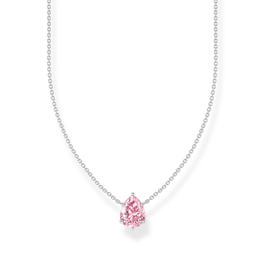 Thomas Sabo Silver Pink Drop Zirconia Pendant Necklace