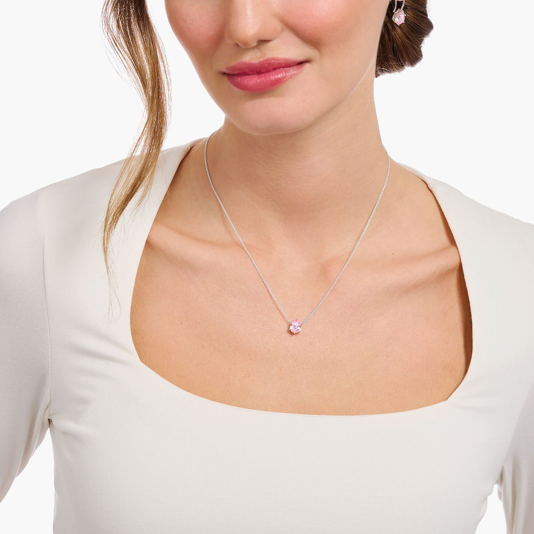 Thomas Sabo Silver Pink Drop CZ Pendant Necklace