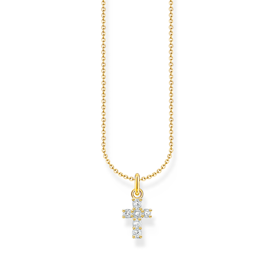 Thomas Sabo Gold Zirconia Cross Pendant Necklace