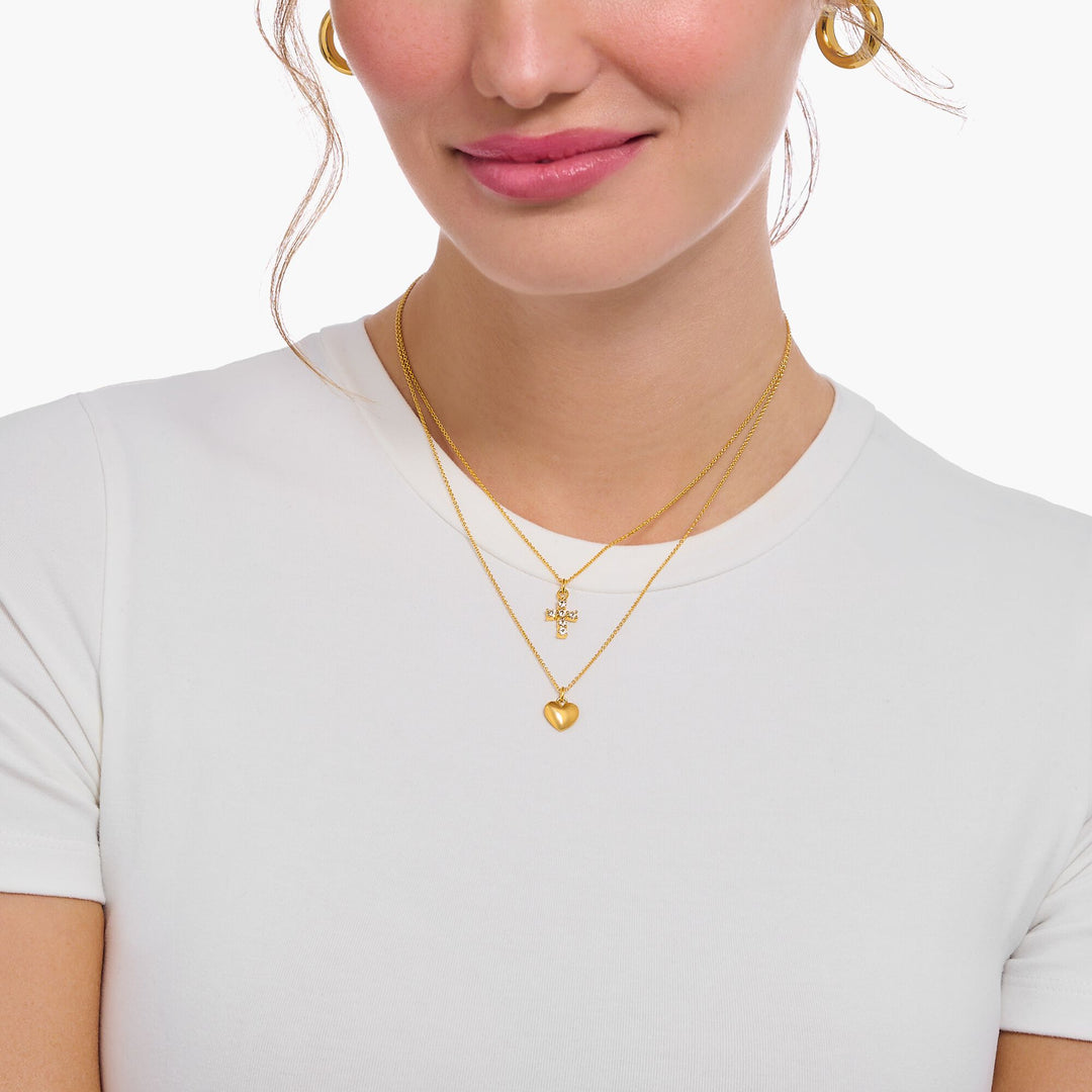 Thomas Sabo Gold CZ Cross Pendant Necklace