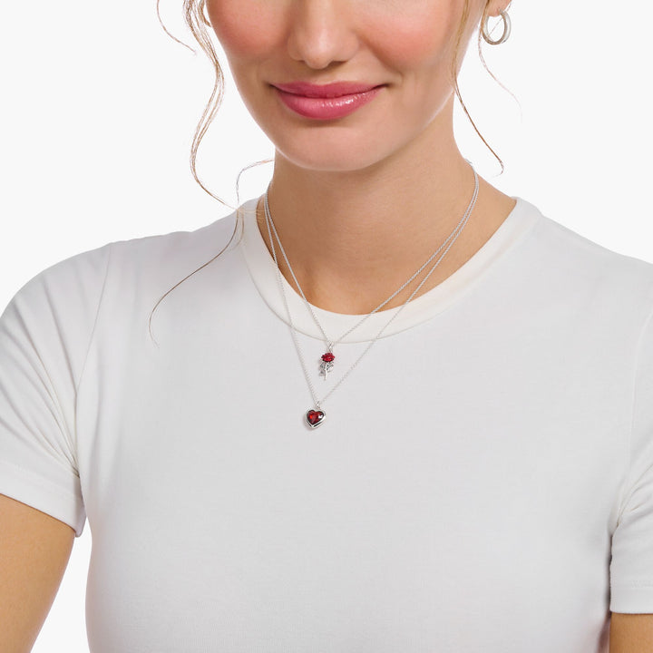 Thomas Sabo Silver Red CZ Heart Pendant Necklace