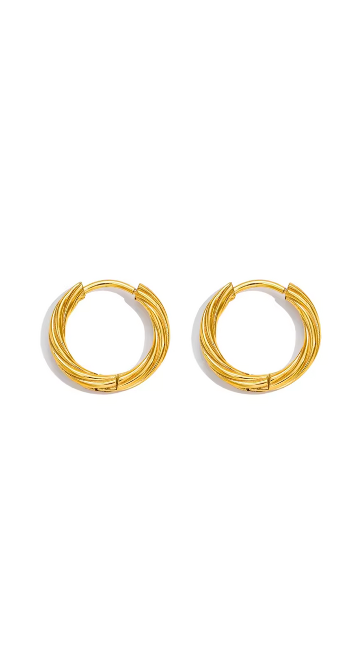 Mococo Essentials Gold Twisted Hoop Earrings