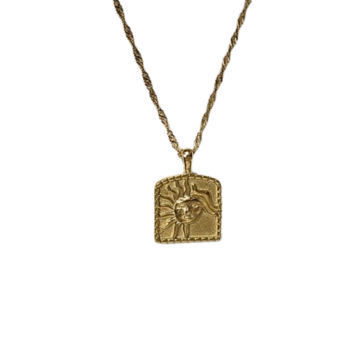 Little Grey Moon Gold Sun Goddess Necklace