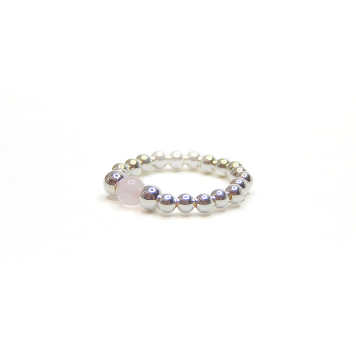 Little Grey Moon Silver and Rose Quartz Ring