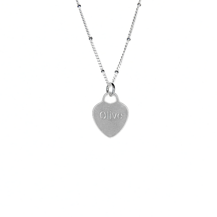 Little Grey Moon Silver Engravable Heart Necklace