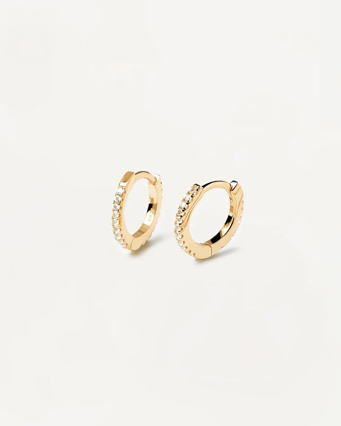 PDPAOLA Gold White Mini Hoops