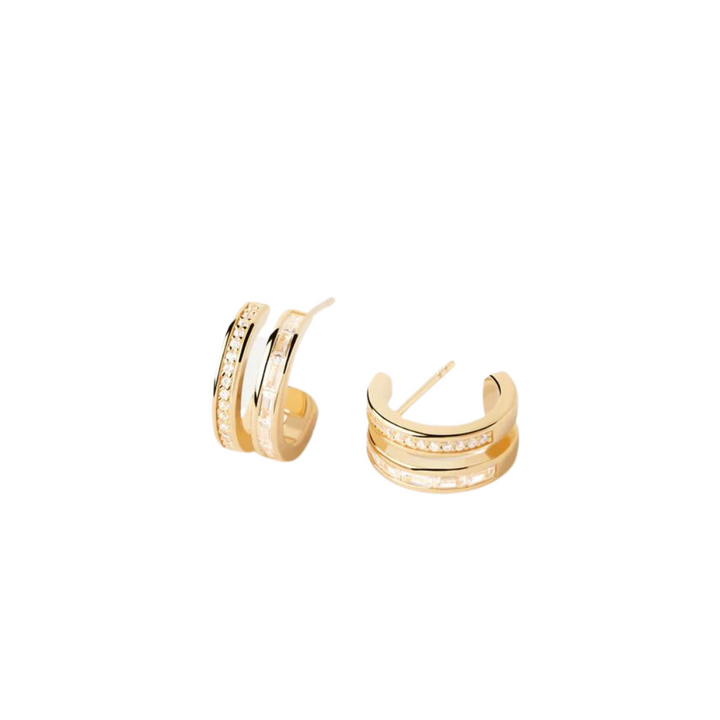 PDPAOLA Gold Double Band Hoop Earrings