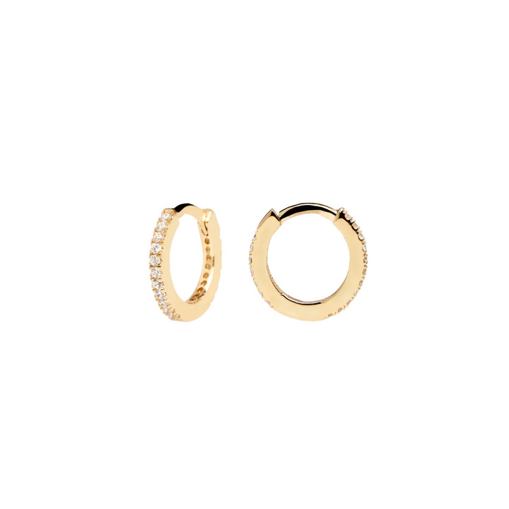 PDPAOLA Gold White Mini Hoops