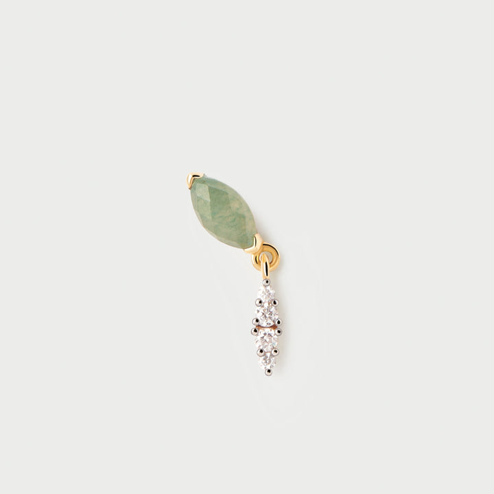 PDPAOLA Gold Green Aventurine Ginger Single Earring