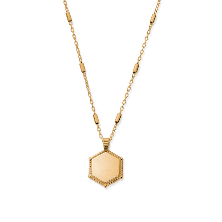 ChloBo Gold Personalised Hexagon Coin Necklace