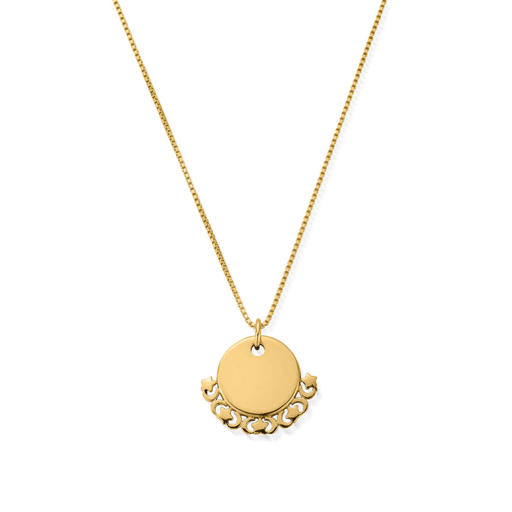 ChloBo Gold Personalised Delicate Box Chain Moon And Stars Necklace