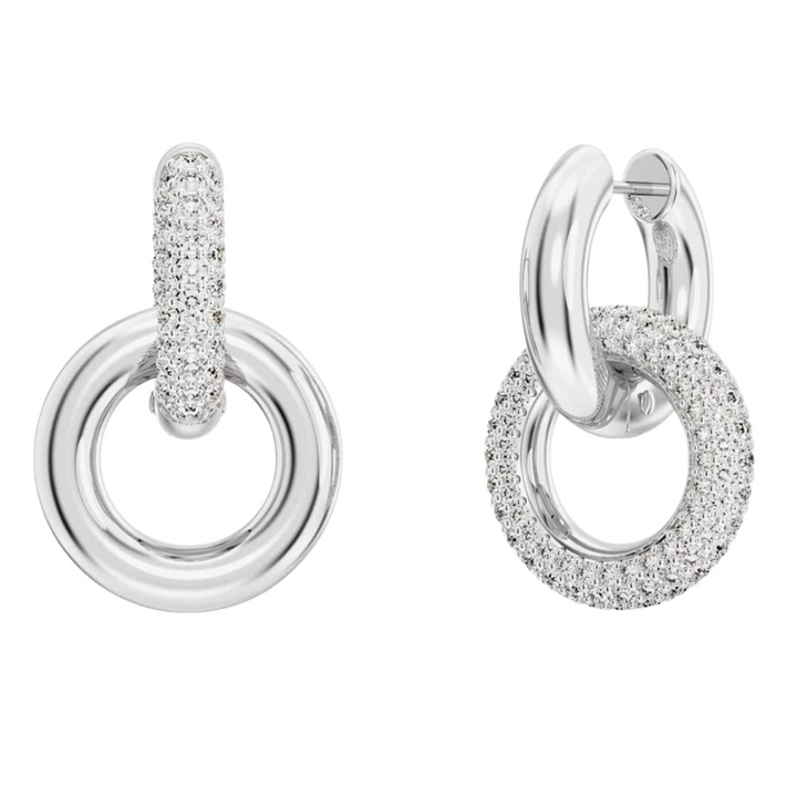 Swarovski Dextera Rhodium Plated Interlocking Hoop Earrings