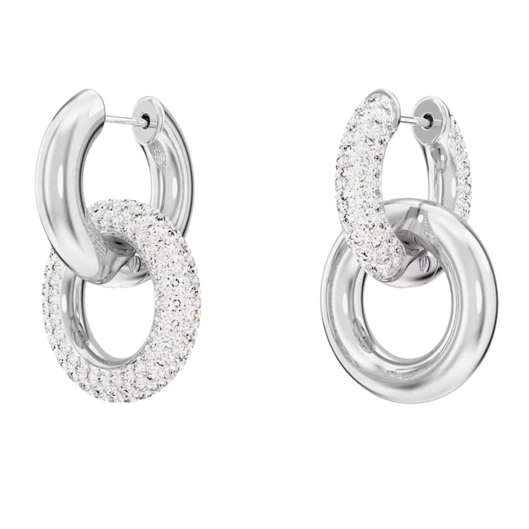 Swarovski Dextera Rhodium Plated Interlocking Hoop Earrings