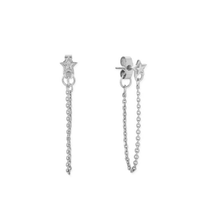 ChloBo Silver Radiant Essence Chain Stud Earrings