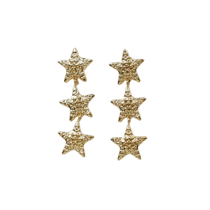 Little Grey Moon Gold Midi Star Drop Earrings