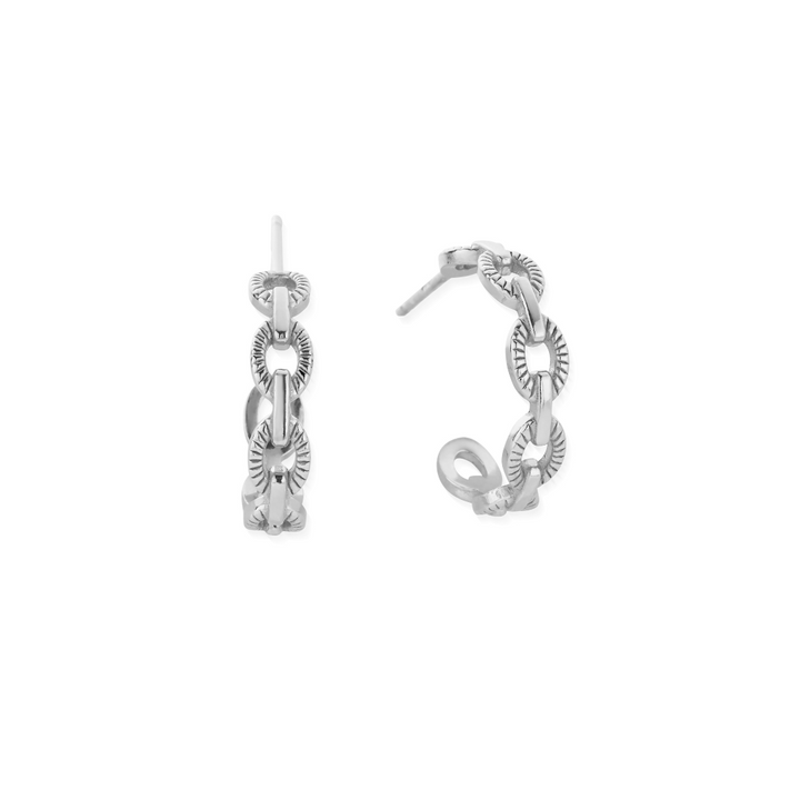 ChloBo Silver Figaro Huggie Hoop Chain Earrings