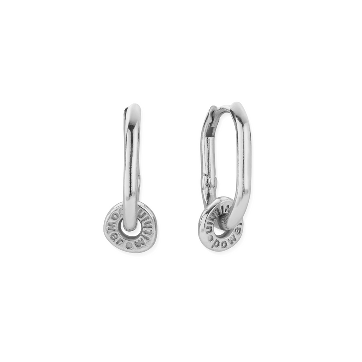 ChloBo Silver Power Within Oval Hoop Earrings