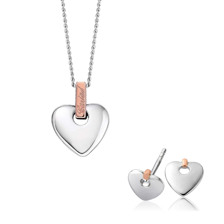 Clogau Cariad Heart Earrings & Necklace Set