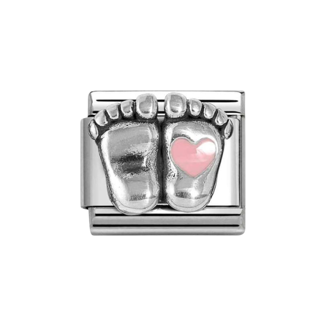 Nomination Classic Silver Light Pink Baby Feet Charm