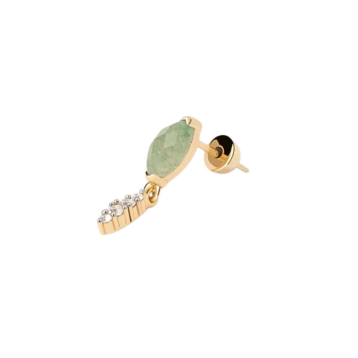 PDPAOLA Gold Green Aventurine Ginger Single Earring