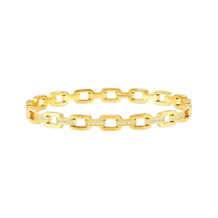 Nomination Gold Pretty CZ Rigid Chain Bangle