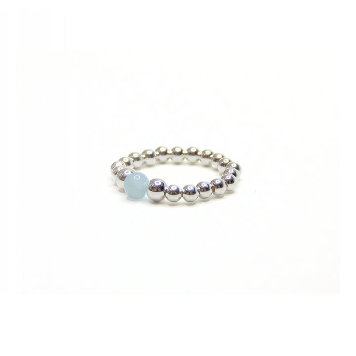 Little Grey Moon Silver and Aquamarine Ring