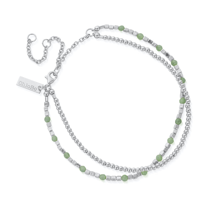 ChloBo Silver Mini Cute And Aventurine Anklet