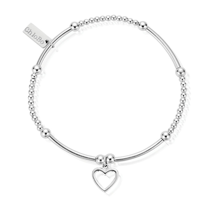 ChloBo Silver Cute Mini Open Heart Charm Bracelet