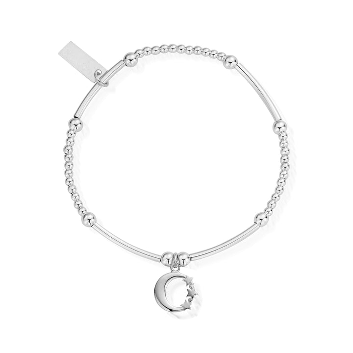 ChloBo Silver Cute Mini Moon and Star Bracelet