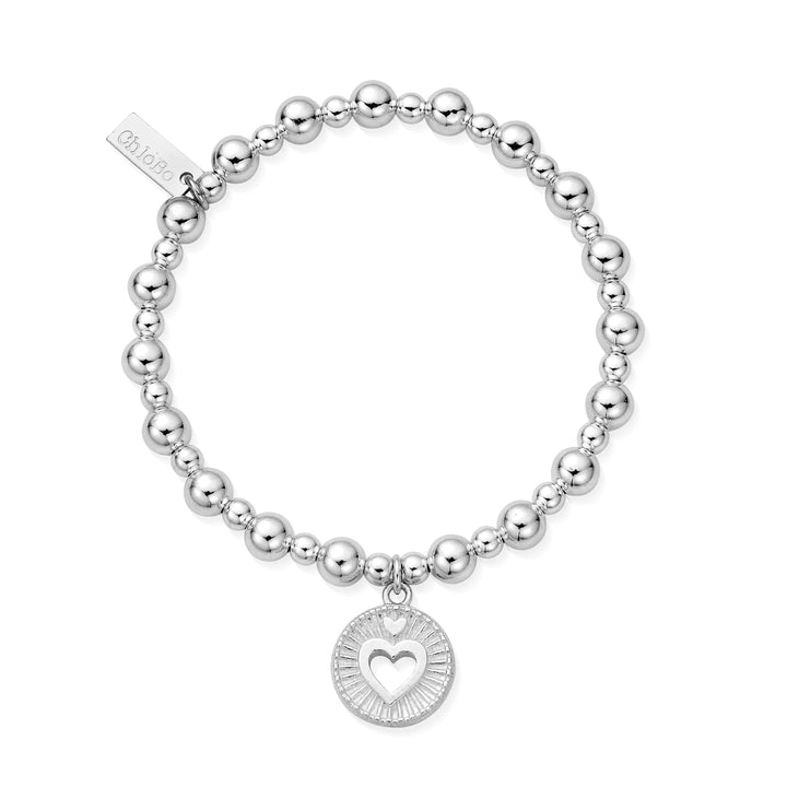 Chlobo Silver Mini Small Ball Guiding Heart Bracelet