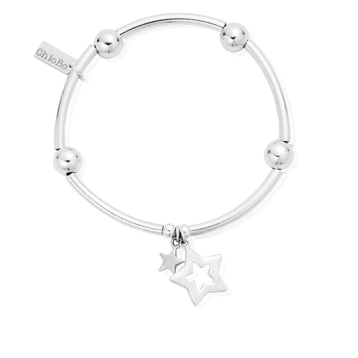 ChloBo Silver Noodle Ball Double Star Bracelet