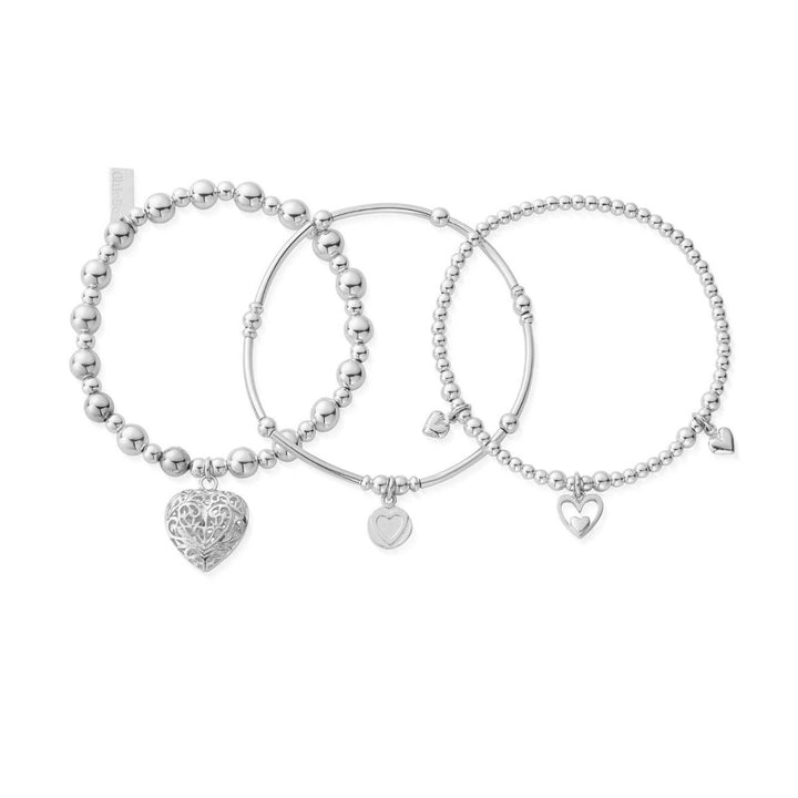 ChloBo Silver Compassion Set Of 3 Love Bracelets