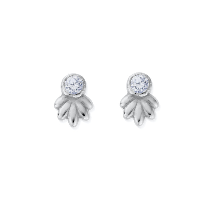 ChloBo Silver Glistening Flower Bud Stud Earrings