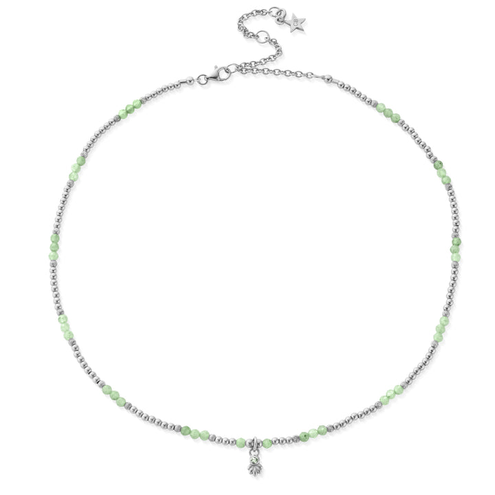 ChloBo Silver Glistening Flower Bud Aventurine Choker Necklace