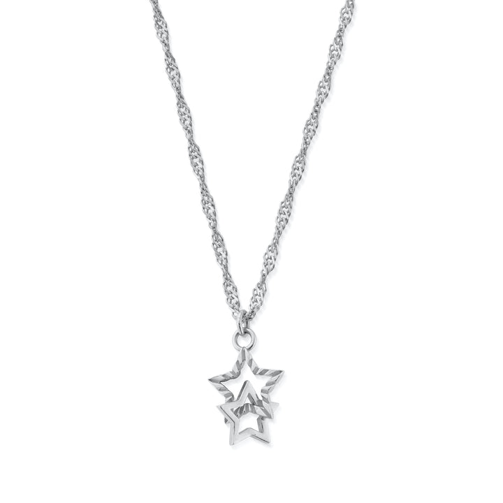 ChloBo Silver Twisted Rope Chain Interlocking Star Necklace