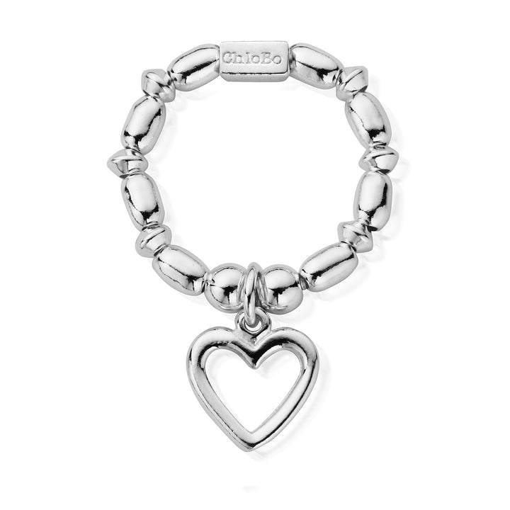 ChloBo Silver Mini Rice Open Heart Ring