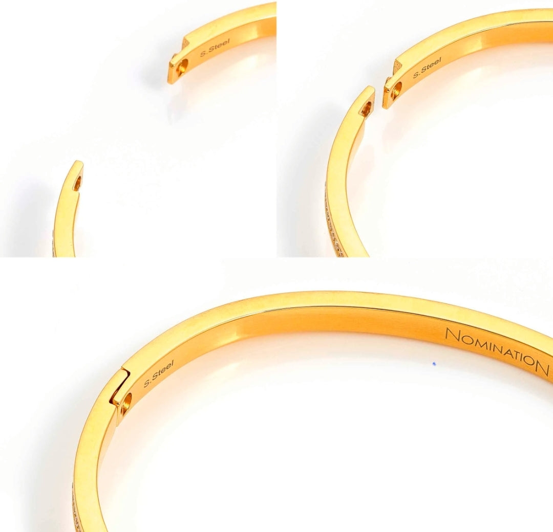 Nomination Gold Pretty Rigid CZ Medium Bangle