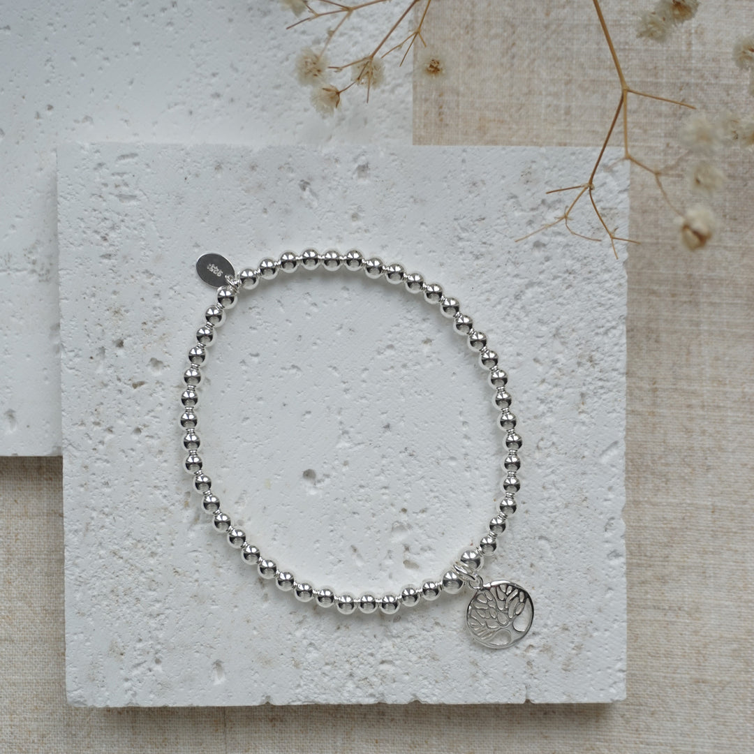 Little Grey Moon Silver Circle Tree of Life Bracelet