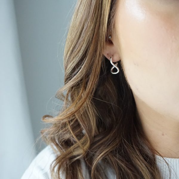 Little Grey Moon Silver Fig and Twist Hoop Earrings