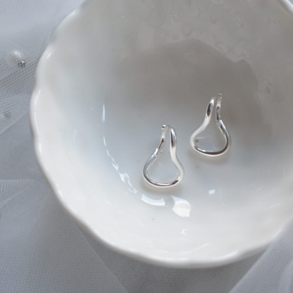 Little Grey Moon Silver Fig and Twist Hoop Earrings