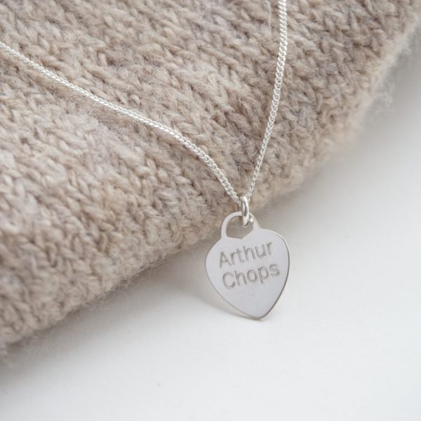 Little Grey Moon Silver Engravable Heart Necklace