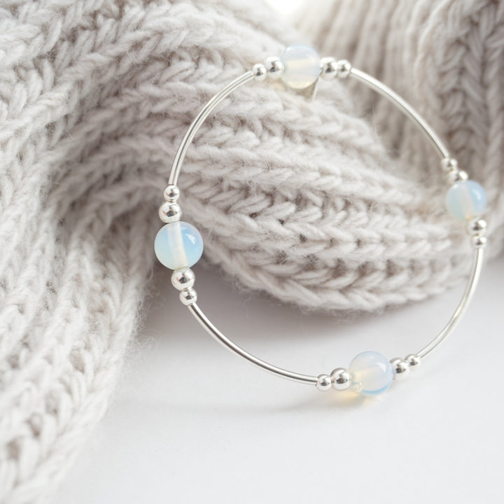 Little Grey Moon Silver and Opalite Noodle Bracelet