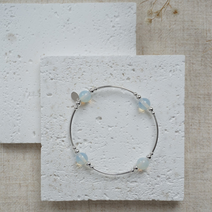 Little Grey Moon Silver and Opalite Noodle Bracelet