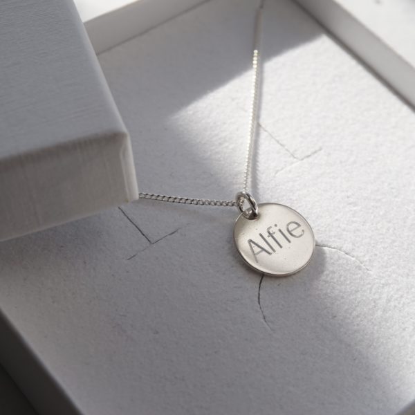 Little Grey Moon Silver Personalised Disc Necklace